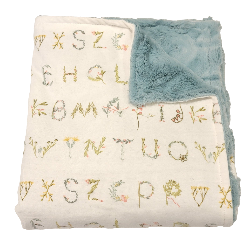 Floral Alphabet Baby Minky Blanket