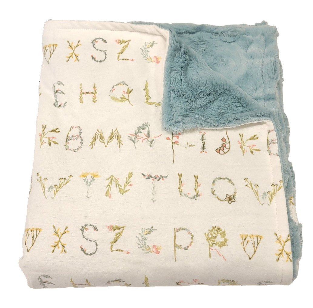 Floral Alphabet Baby Minky Blanket