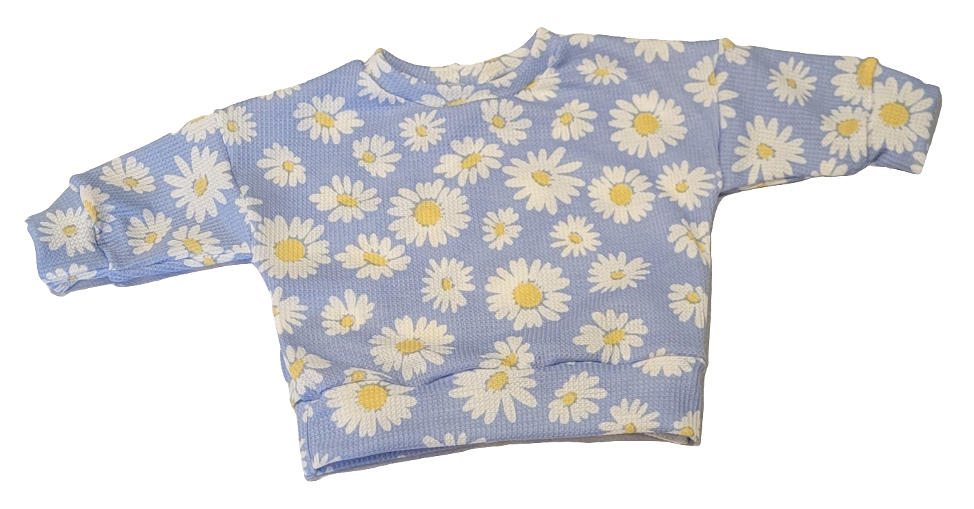 Periwinkle Daisy Waffle Knit Sweater
