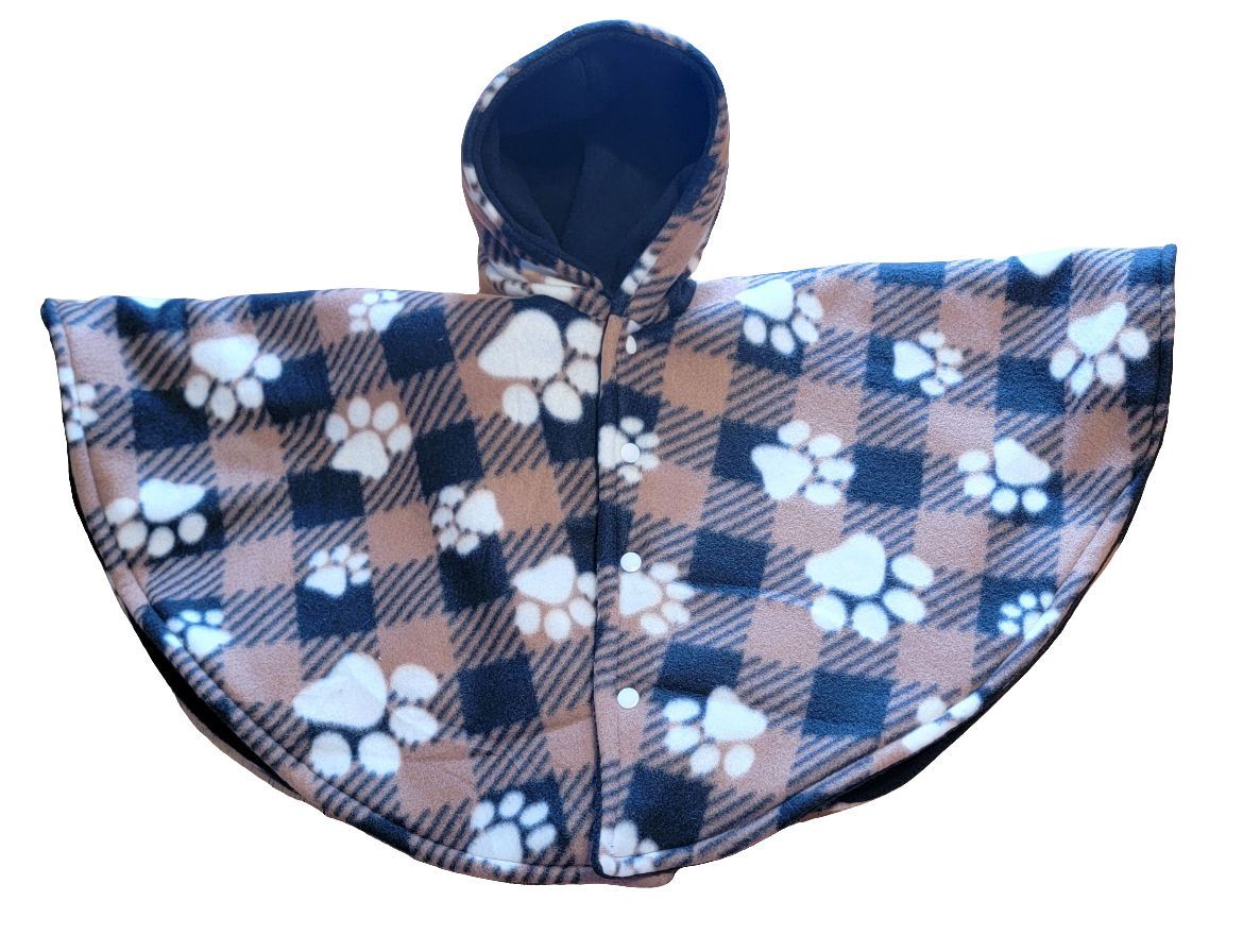 Plaid Paw Print Car Seat Pncho