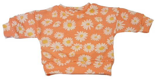Neon Pink Daisy Waffle Knit Sweater