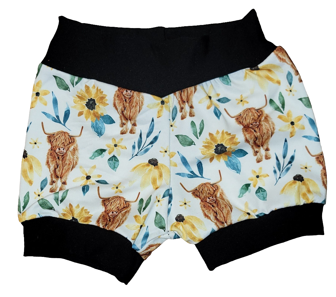 Sunflower Highland Cow Shorts