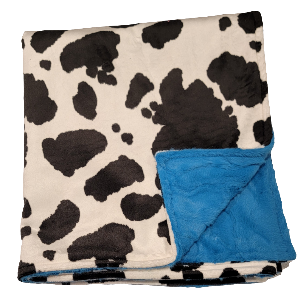 Cow Print with Peacock Toddler Minky Blanket