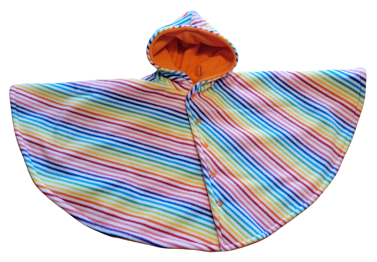 Rainbow Stripe/Orange Car Seat Poncho