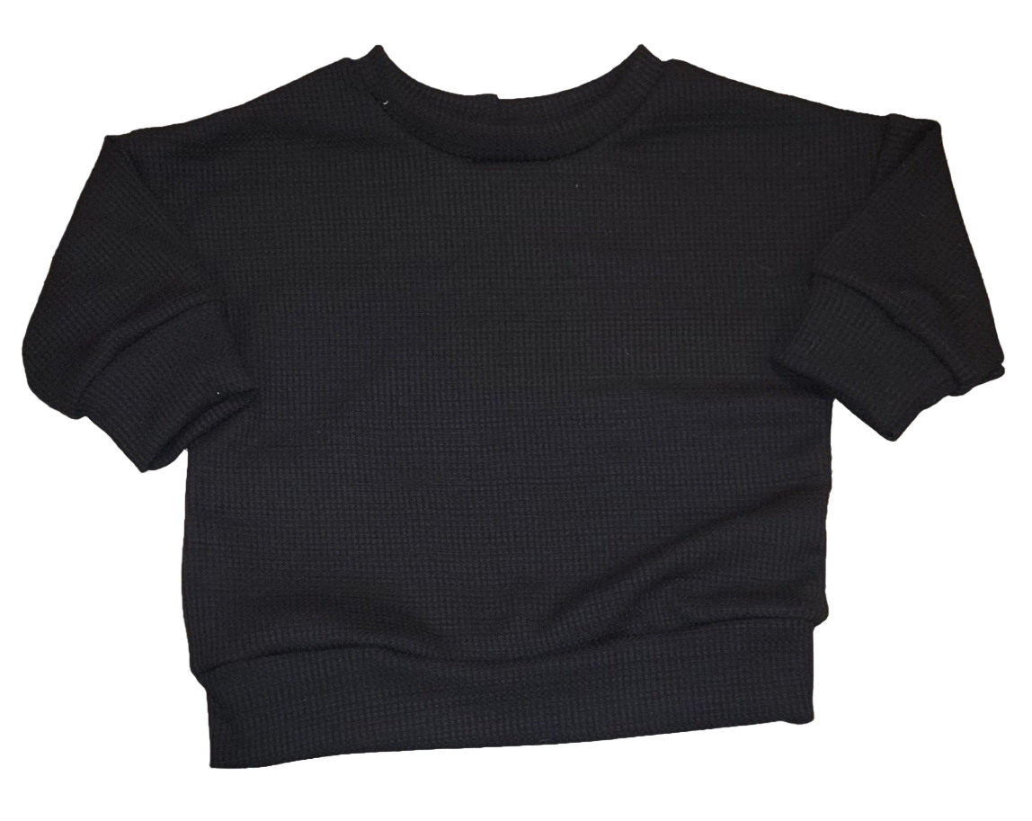 Black Waffle Knit Sweater