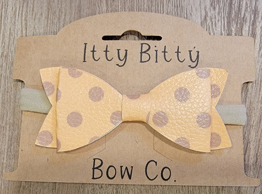 Butter w/Tan Polka Dots Nylon Bow