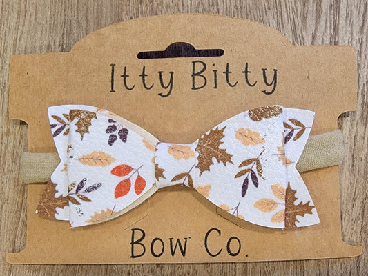 Fall Leaves on white Nylon Bow