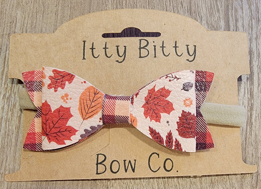 Fall Leaves w/ Plaid Tails Nylon Bow