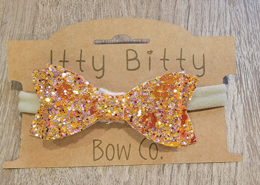 Fall Leaves Glitter Nylon Bow