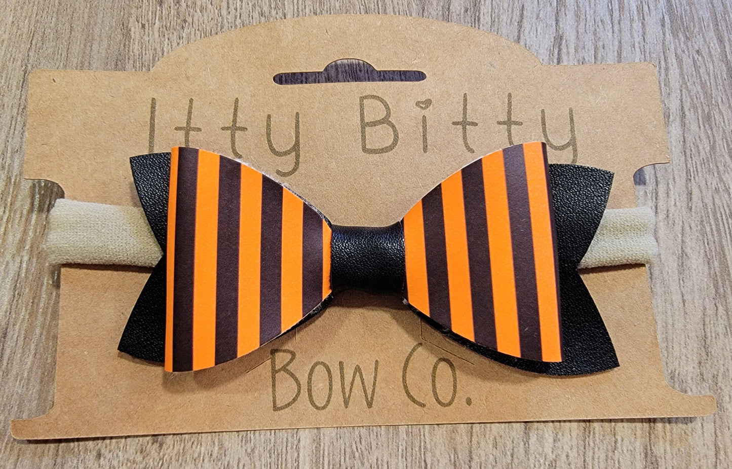 Black & Orange Stripe Nylon Bow