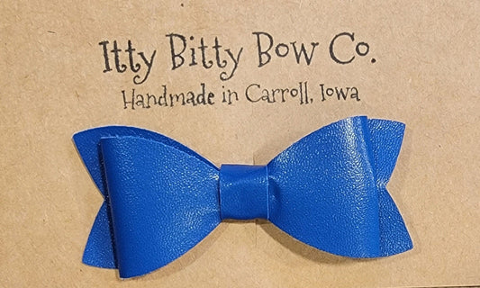 Solid Royal Blue Leather Bow Clip