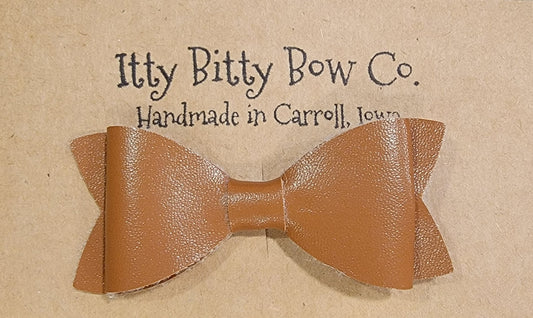 Solid Brown Leather Bow Clip