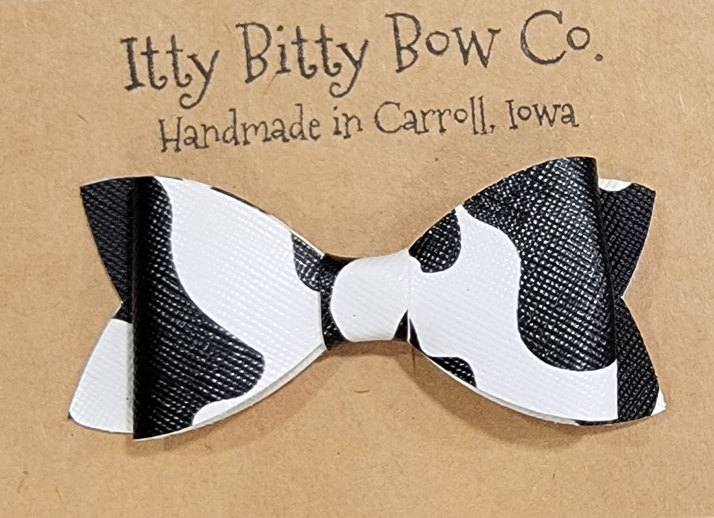 Solid Cow Print Bow Clip