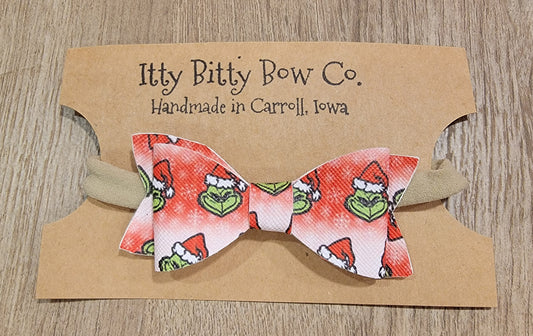 Grinch Leather Nylon Bow