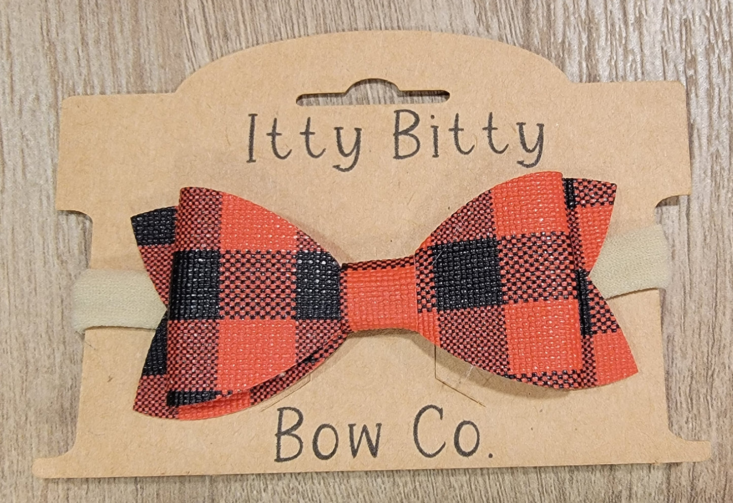 Red Buffalo Plaid Leather Nylon Bow