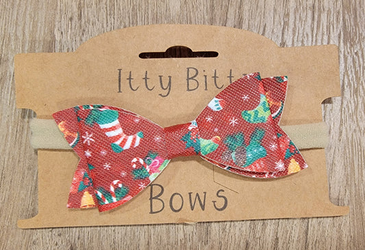 Christmas Stockings Leather Nylon Bow