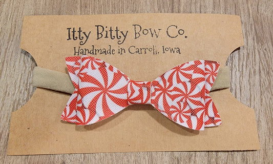 Peppermint Candies Leather Nylon Bow