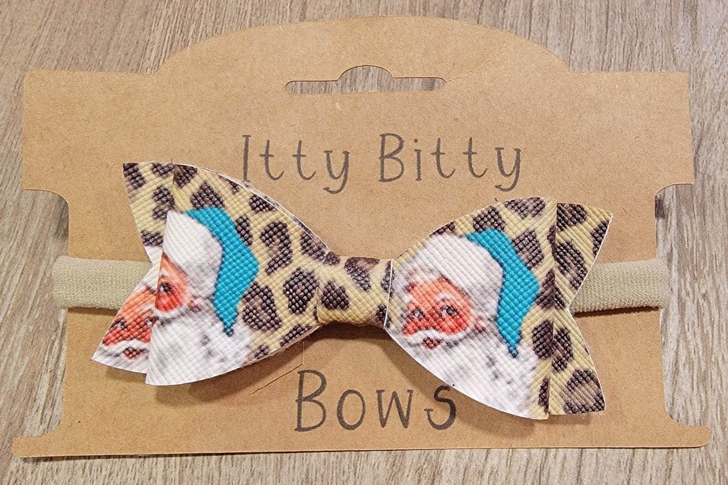 Cheetah Santa Nylon Bow