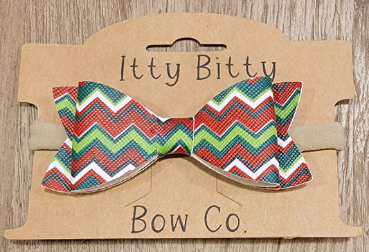 Red & Green Chevron Nylon Bow