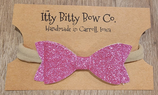 Bubble Gum Glitter Nylon Bow