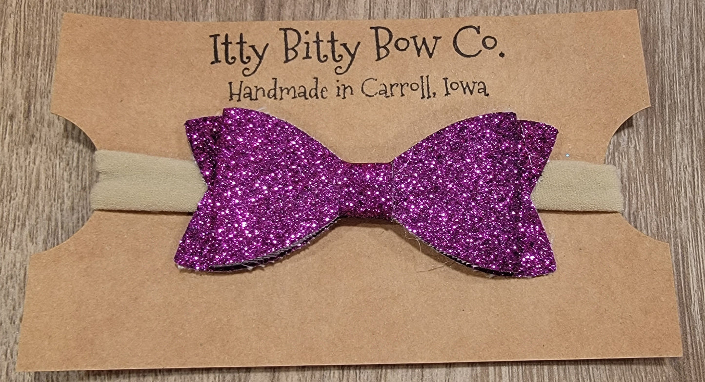 Grape Glitter Nylon Bow