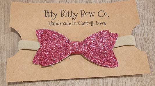 Raspberry Glitter Nylon Bow