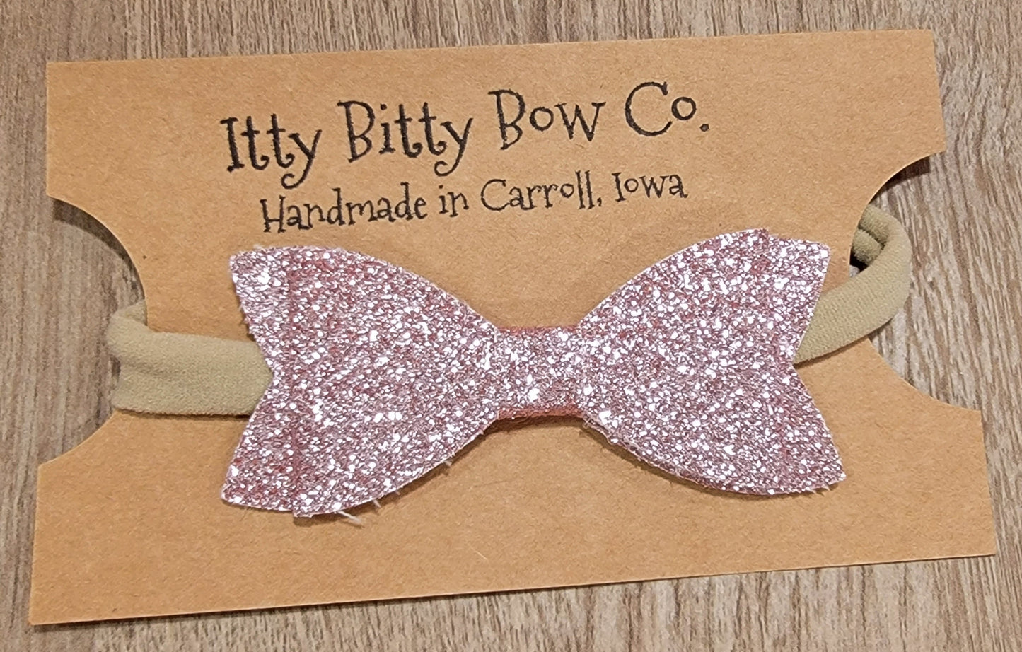 Blush Glitter Nylon Bow