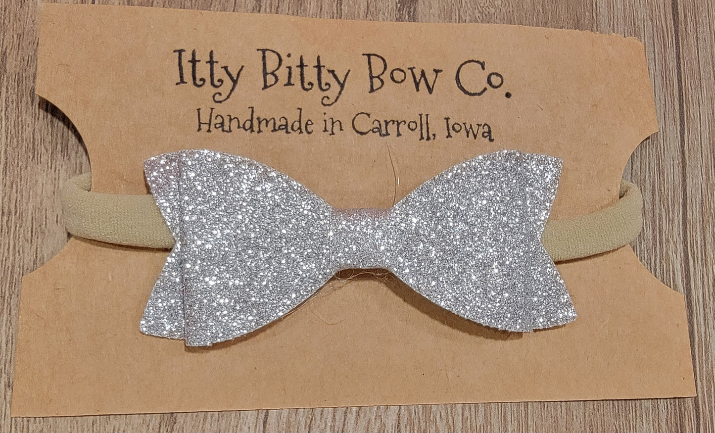 Silver Glitter Nylon Bow