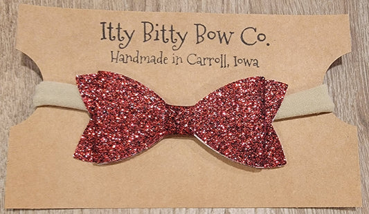 Crimson Glitter Nylon Bow