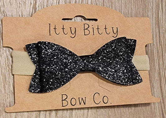 Black Cat Glitter Nylon Bow