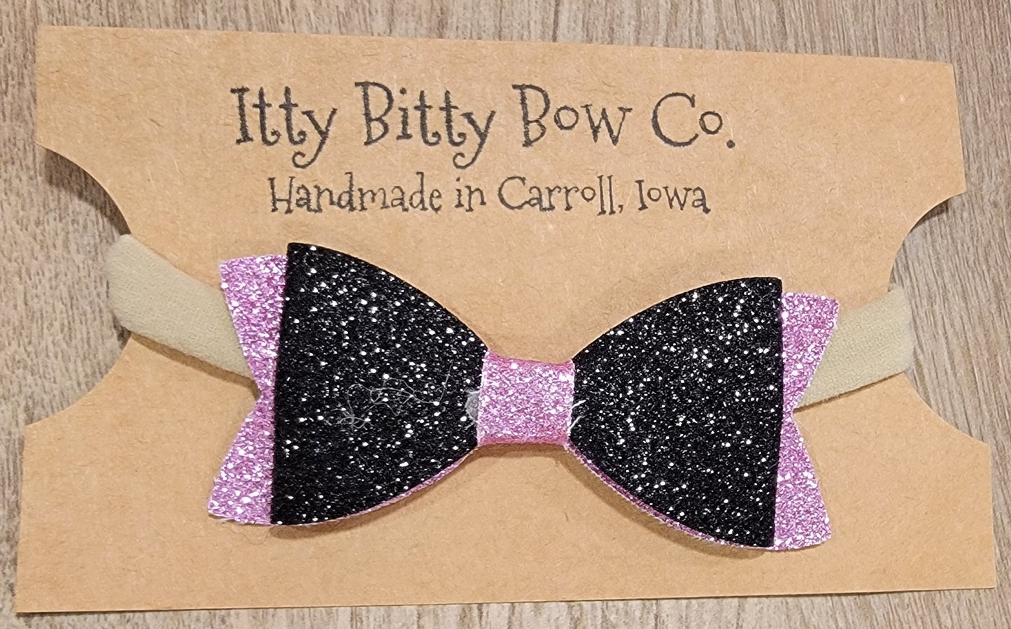 Black/Pink Glitter Nylon Bow