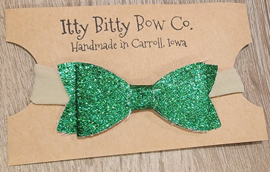 Emerald Green Glitter Nylon Bow