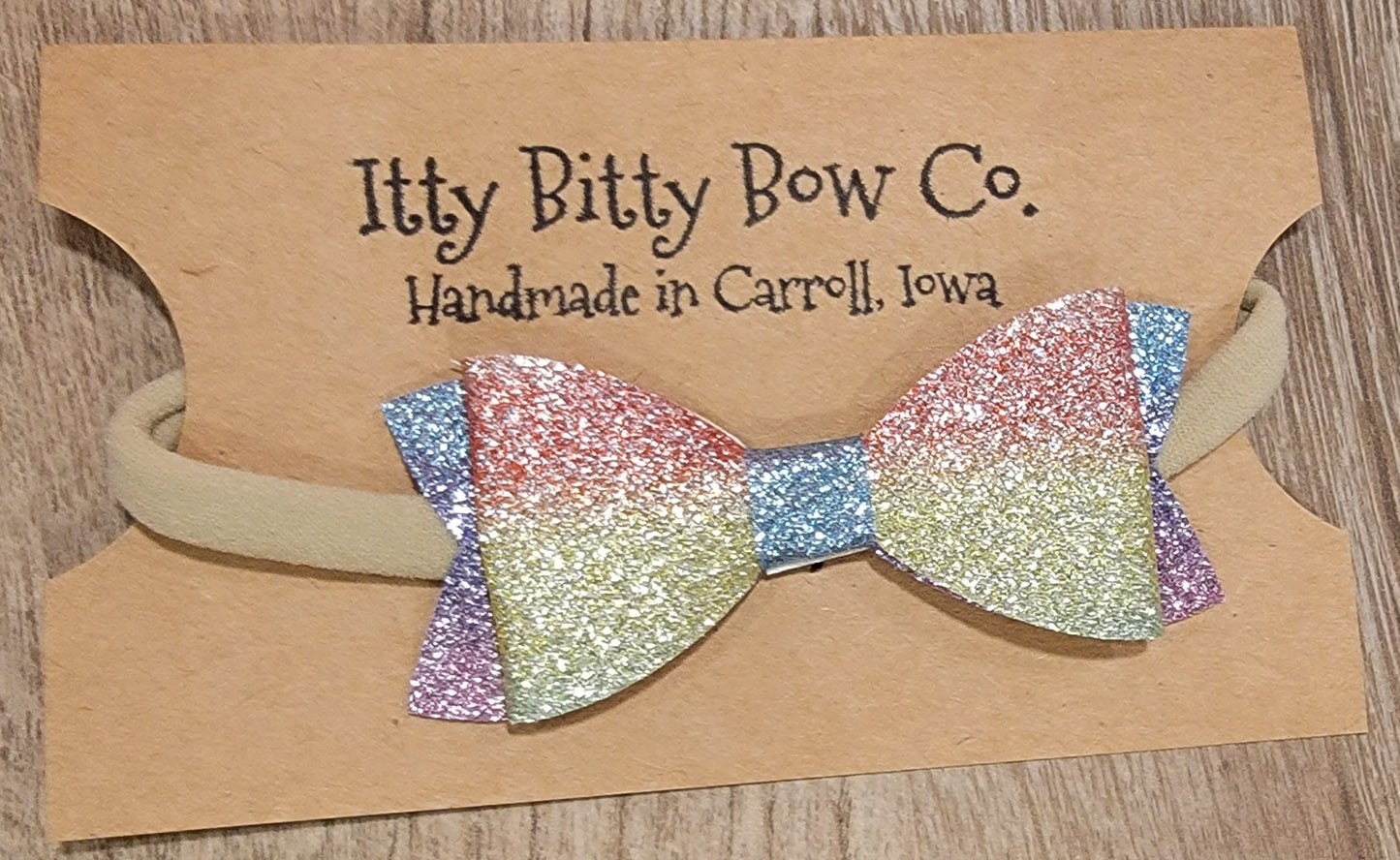 Rainbow Glitter Nylon Bow