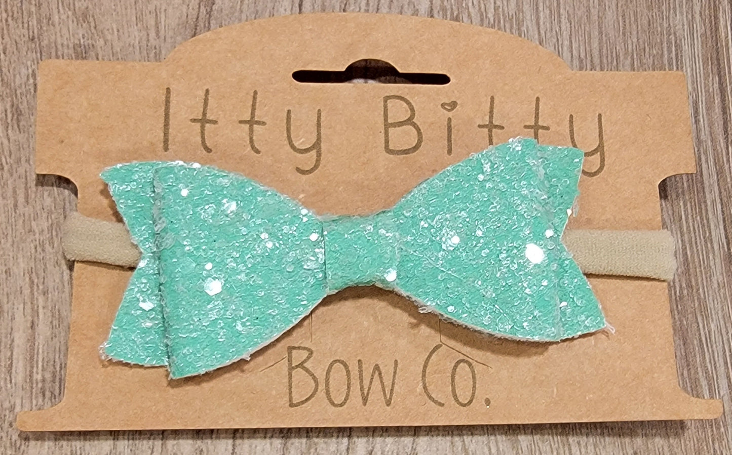 Minty Chunky Glitter Nylon Bow