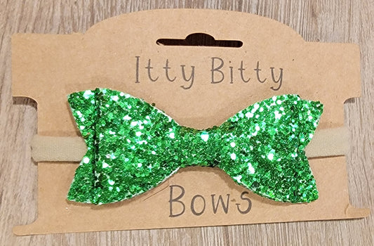 Green Chunky Glitter Nylon Bow