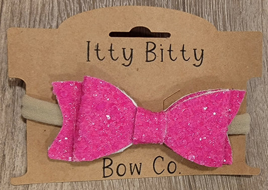 Flamingo Chunky Glitter Nylon Bow