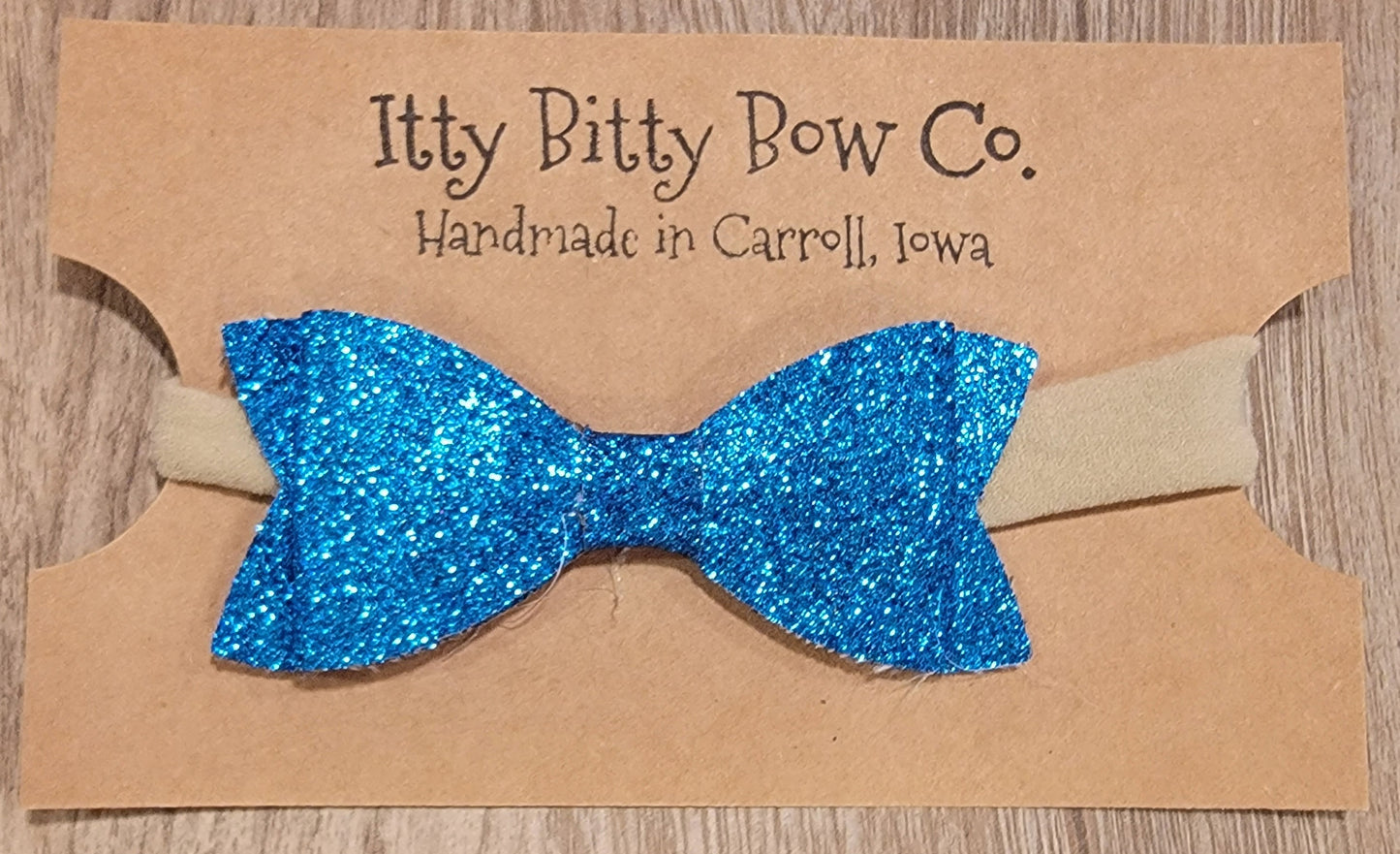 Blue Glitter Nylon Bow