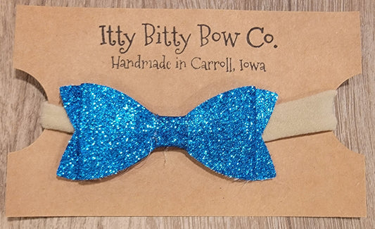 Blue Glitter Nylon Bow