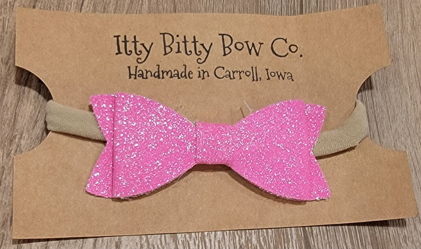 Neon Pink Glitter Nylon Bow