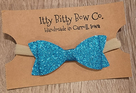 Teal Glitter Nylon Bow