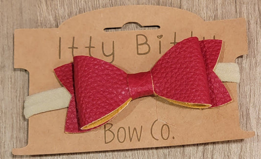 Red Pebbled Leather Nylon Bow