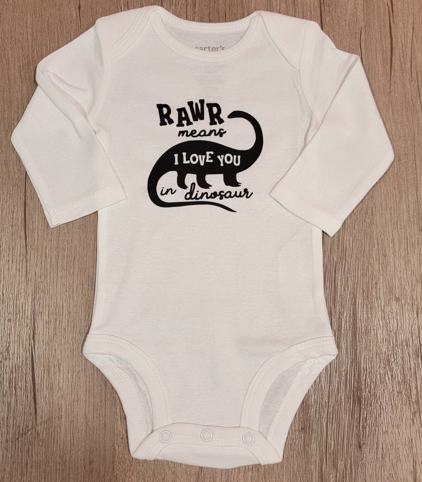 Rawr Means I Love You In Dinosaur Long Sleeve Onesie