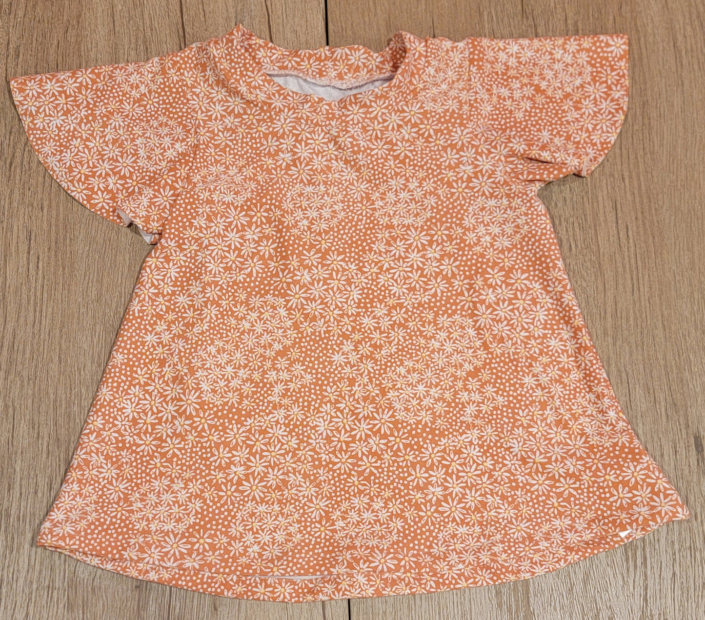 Peach Daisy Butterfly Sleeve Megan Dress