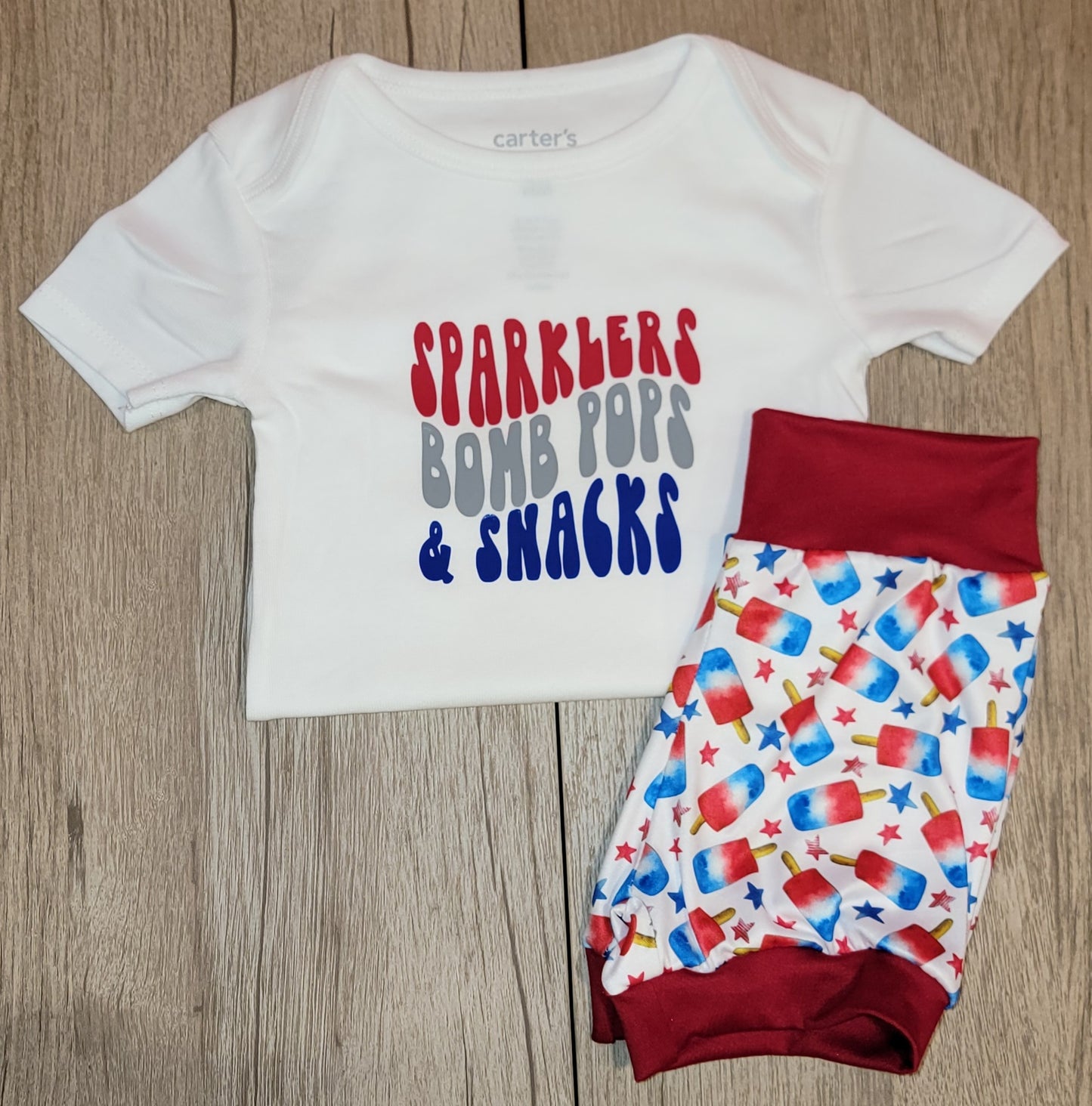 Sparklers Bomb Pops & Snacks Short Sleeve Onesie