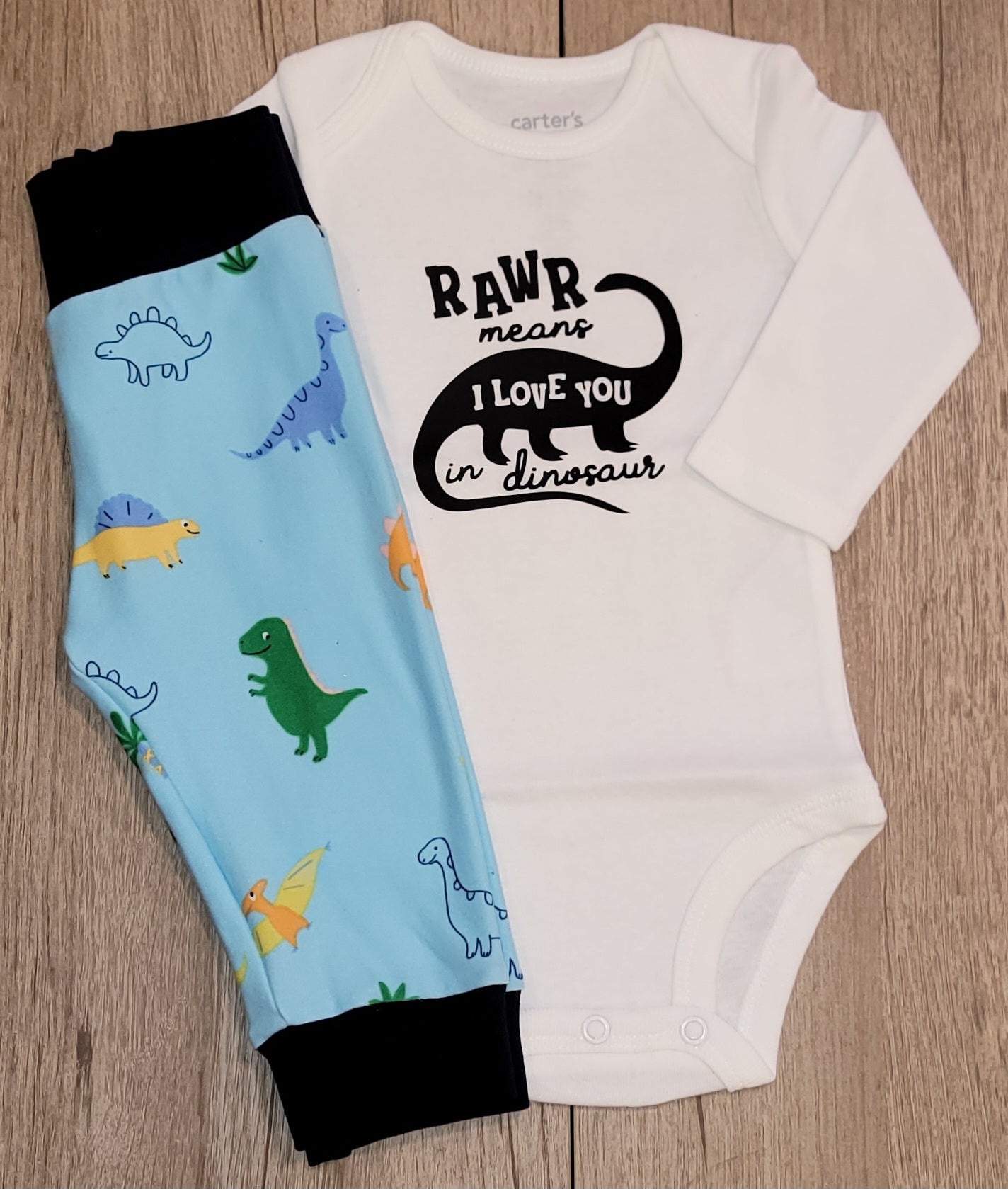 Rawr Means I Love You In Dinosaur Long Sleeve Onesie