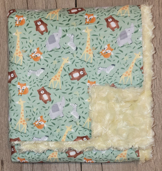 Safari Butter Yellow Rosette Minky Baby Blanket