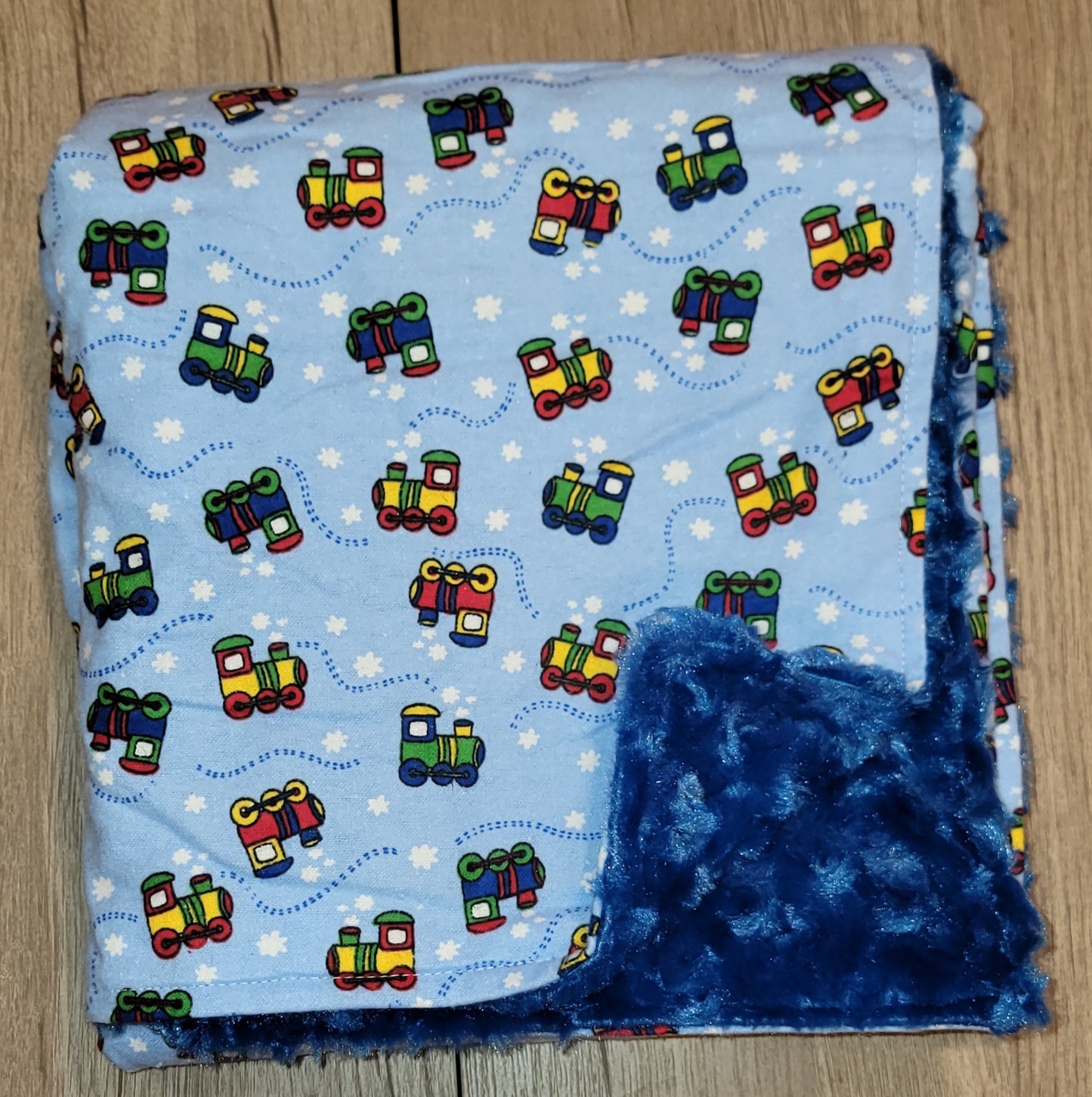 Trains Baby Minky Blanket