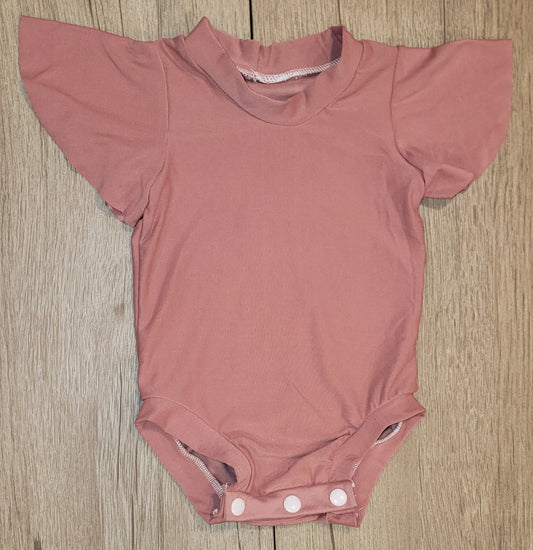 Mauve Flutter Sleeve Bodysuit