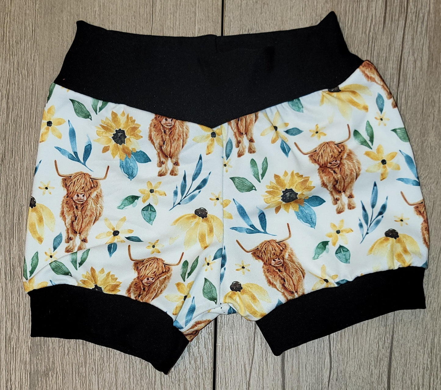 Sunflower Highland Cow Shorts