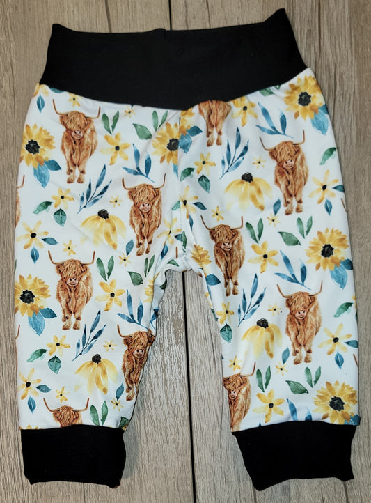 Sunflower Highland Cow Joggers